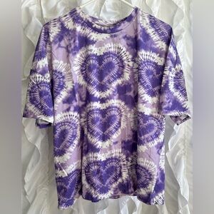 NWOT ASOS DESIGN White And Lilac Tie Dye Heart Design T-Shirt Women’s Size 12
